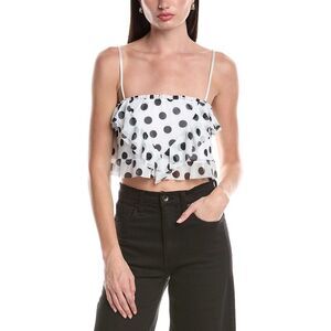 Afrm Womens  Koin Ruffle Top, White